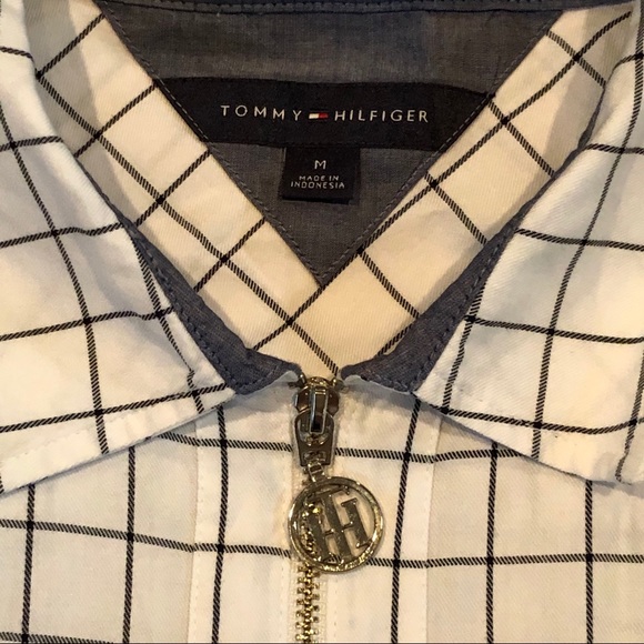 TOMMY HILFIGER zip up long sleeve shirt top Medium - Picture 11 of 11